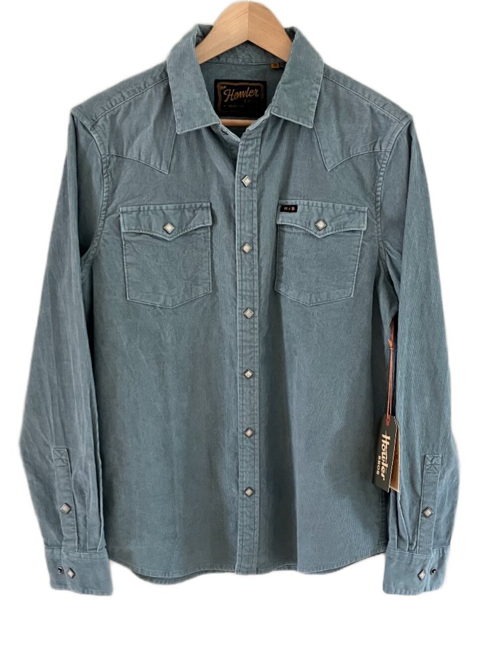 Howler Bros Brothers Banning Corduroy Snapshirt Mens M NWT MSRP$129 Iron Blue - Picture 6 of 12